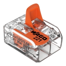 WAGO svorka s páčkou 2x0.5-6 mm2 transp/oranž Kód:221-612 ;pytel=500ks