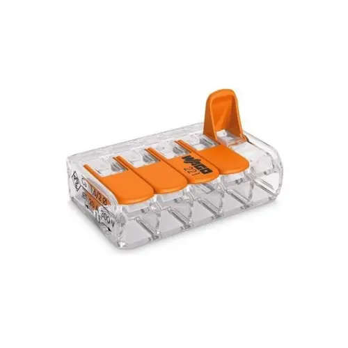 WAGO svorka s páčkou 5x0.5-6 mm2 transp/oranž Kód:221-615 ;pytel=500ks